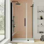 Ove Decors Pasadena 48 in. L x 34 in. W x 72 in. H Corner Shower Kit w/Pivot Frameless Shower Door in ORB w/ Shelves and Shower Pan